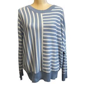 Magaschoni Striped Blue White Sweater Women's Size 1X
